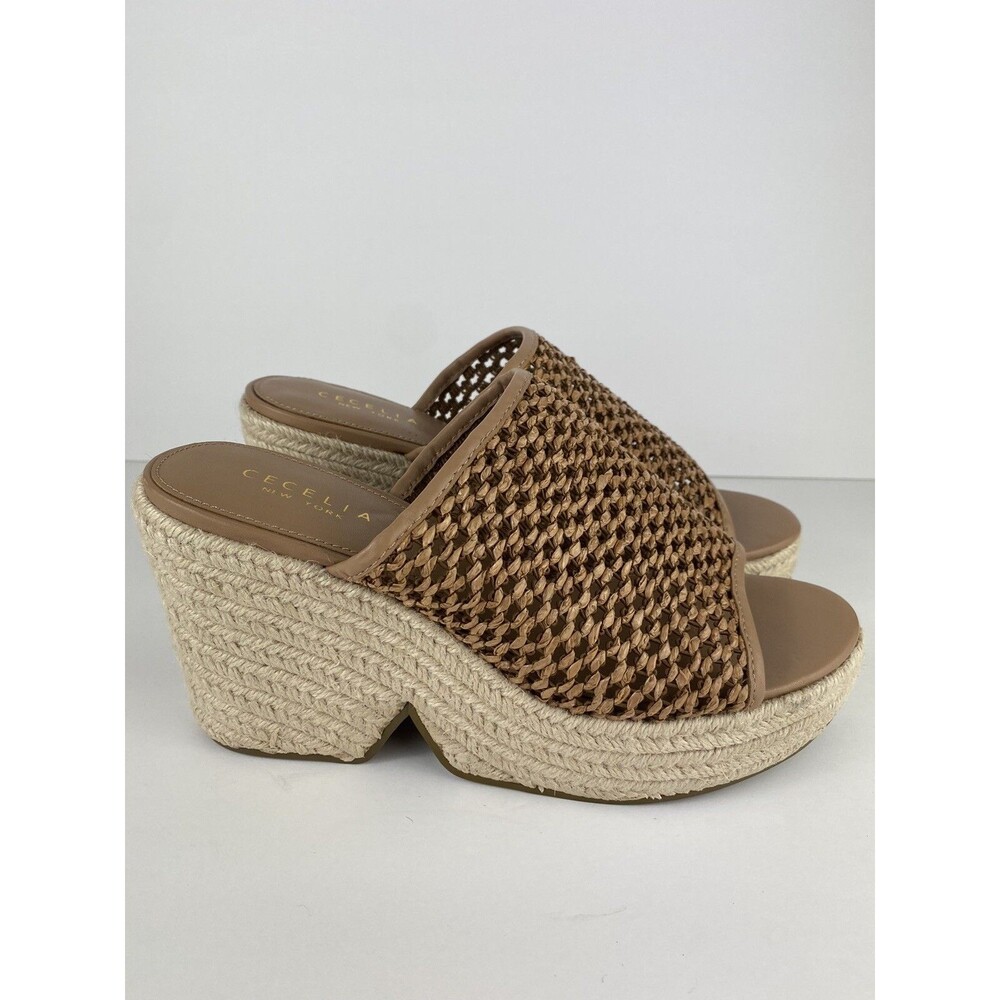 NEW Cecelia New York Frisbee Espadrille Wedge Slide Sandal in Nutella Size 9B